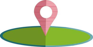 Half shadow of map pin icon with circular path in isolated. vector