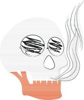 Illustration of  human skull with cigarette. vector