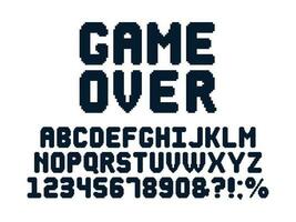Computer 8 bit game font. Retro video games pixel alphabet, 80s gaming typography design and pixels letters vector set