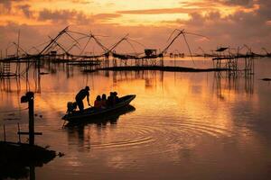 the Local crane of fisherman in Thailand photo