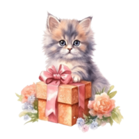 Watercolor painting of Cute Persian Cat isolated transparent background, Digital art, image file format, , png