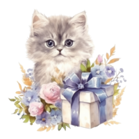 acquerello pittura di carino persiano gatto isolato trasparente sfondo, digitale arte, png Immagine file formato, ai generato, generativo ai
