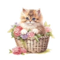 Watercolor painting of Cute Persian Cat isolated transparent background, Digital art, image file format, , png