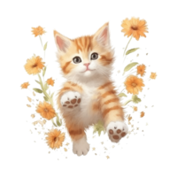 aquarelle La peinture de Orange chaton isolé transparent arrière-plan, numérique art, png image fichier format, ai génératif