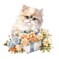 aquarelle La peinture de mignonne persan chat isolé transparent arrière-plan, numérique art, png image fichier format, ai généré, génératif ai