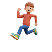 3d masculino personaje contento corriendo png