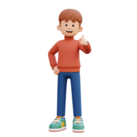 3d male character give a thumb up png