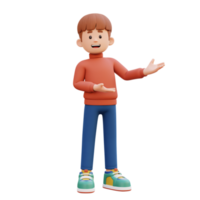 3d male character presenting to the left png