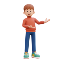 3d masculino personagem apresentando para a esquerda png