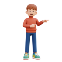 3d male character pointing left png