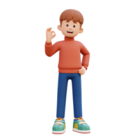 3d masculino personaje dar Okay firmar png