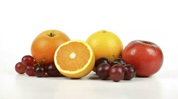 Ripe fruits isolated on white background, generate ai photo