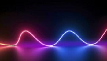 3d rendering, the abstract background of colorful neon wavy lines glowing in the dark. Modern simple wallpaper, generates ai photo