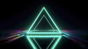 neon triangle background isolated on dark background, vector illustration, style zachowcin, in the style of neon and fluorescent light, neon realism, generat ai photo