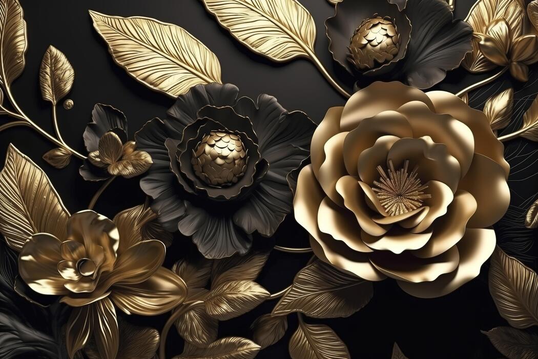 Black And Gold Floral Background Stock Photos, Images and Backgrounds
