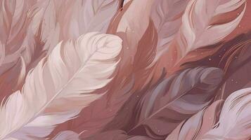 coloured feathers in pink on the background, in the style of subtle shading, anime aesthetic, wallpaper, pigeoncore, free brushwork, translucent color, generat ai photo