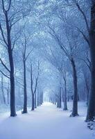 invierno paisaje en el bosque, Nevado clima en enero, hermosa paisaje en el Nevado bosque, un viaje a el norte, generar ai foto