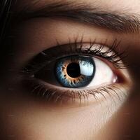 Brown blue beautiful woman eye photo