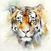 aislado Tigre acuarela salpicaduras con tinta cuadro, Ilustracion arte, generar ai foto