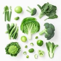 Set of different vegetables on white background photo