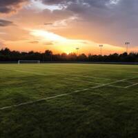 fútbol campo noche ver ai generado foto