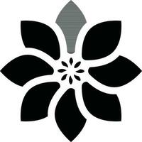 black and white flower icon in flat style. vector