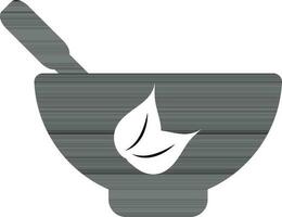 Leaf mortar and pestle glyph icon or symbol. vector