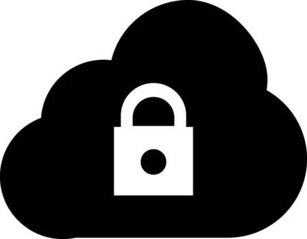Cloud data security icon in black and white color. vector