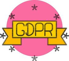 GDPR General data protection regulation Text on Yellow Ribbon icon. vector