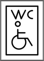 Handicapped WC icon in line art. vector