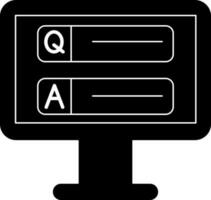 Question and Answer Message Box in Monitor Screen glyph icon. vector