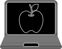 plano estilo manzana en ordenador portátil pantalla glifo icono. vector