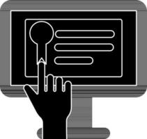 plano estilo mano toque certificado monitor pantalla glifo icono. vector