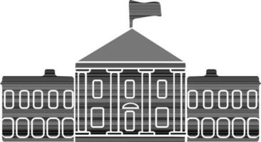 black and white flag on capitol building in flat style. vector