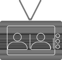 black and white retro style television. vector