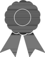 black and white badge with ribbon in flat style. vector