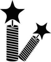 black and white stars decorated firecracker in flat style. vector