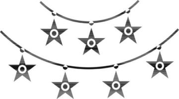 Black and white stars bunting flags in flat style. vector