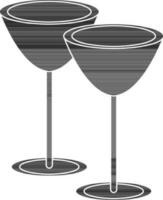 Black pair of cocktail glasses. vector