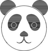 Cute panda bear face icon in black and white style. vector