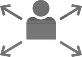 Character of black faceless man with arrow. vector