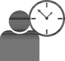 Character of black and white man with clock. vector