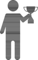 Character of faceless man holding trophy. vector
