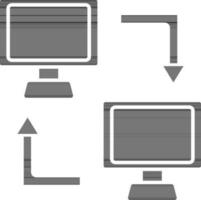 Computer data transfer icon in black and white color. vector