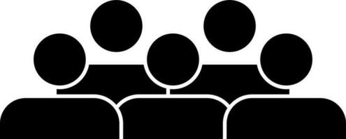 Crowd or team icon in black and white color. vector