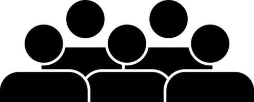 Crowd or team icon in black and white color. vector