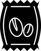 cporcentaje offee o semillas paquete icono en negro y blanco color. vector