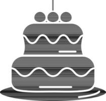 Flat style Cake icon in black and white color. vector