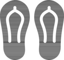 Illustration of Slippers Icon in Black and White Color. vector