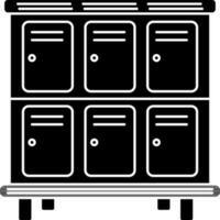 Cupboard or locker icon in black and white color. vector